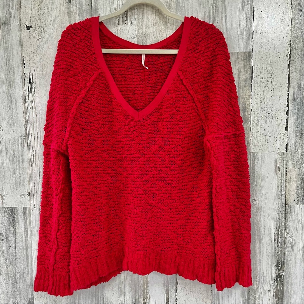 FREE PEOPLE Pink V-Neck Sweater S/P
